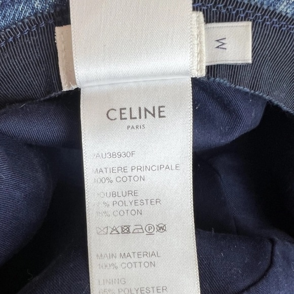 AUTH Celine Denim Bucket Hat Sz M